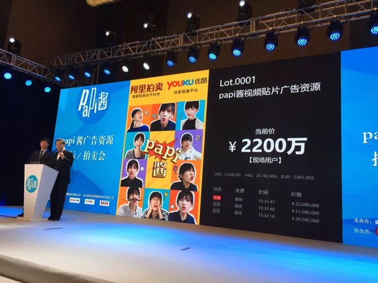 Papi酱一条广告2200万!中标者：不算贵！